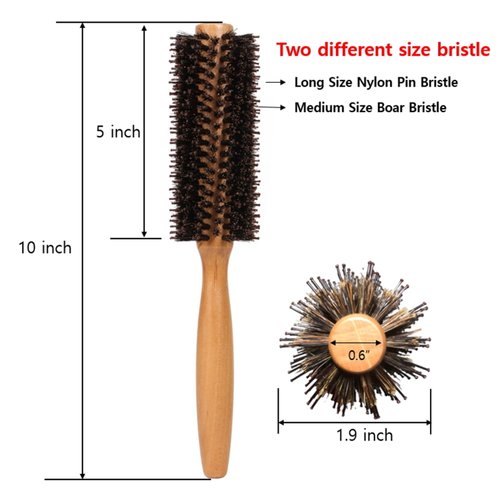 ECOTREES Boar Bristle & Nylon Pin Round Hair Brush for Blow Dry, Styling, Curling, Volumizing | No more tangle