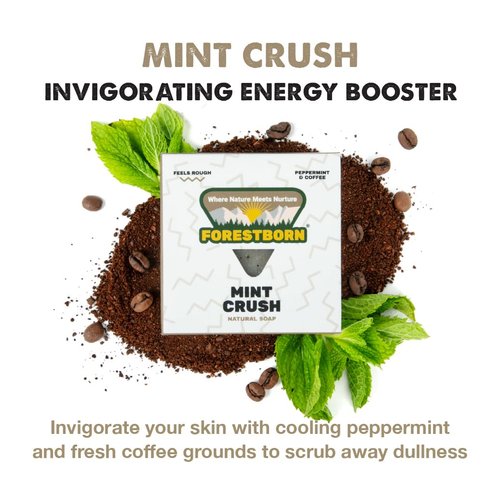 FORESTBORN All Natural, Premium Quality Bar Soap with Rough Texture, 5 oz, Mint Crush - Nurturing Nature and Nourishing Lives