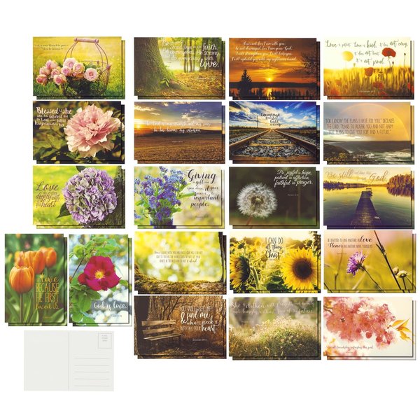 Juvale 40 Pack Blank Bible Verse Postcards, All Occasion Inspirational Quotes from Christian Scripture, 20 Designs (4 x 6 in)