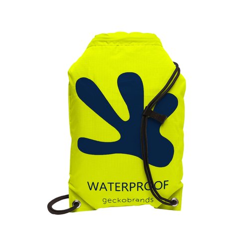 geckobrands Drawstring Waterproof Backpack, Green/Navy - Lightweight Travel Dry Bag for Hiking and Light Water Activities