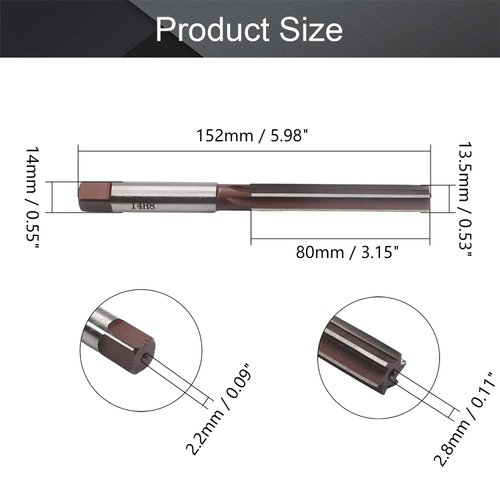 Utoolmart Hand Reamer 14mm Alloy Tool Steel H8 6 Straight Flutes 9Crsi Hand Milling Cutter Tool 1pcs