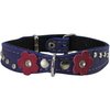 Genuine leather Designer Dog Collar 11" x3/4" with Studs, Daisy, and Rhinestone
