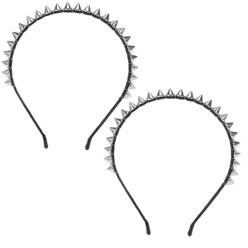 Cumuiu Rivet Punk Rock Elastic Comfort Metal Studded Headband with Spikes, Party Hair Band Hair C...