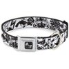 Dog Collar Seatbelt Buckle Madness White Black 15 to 26 Inches 1.0 Inch Wide