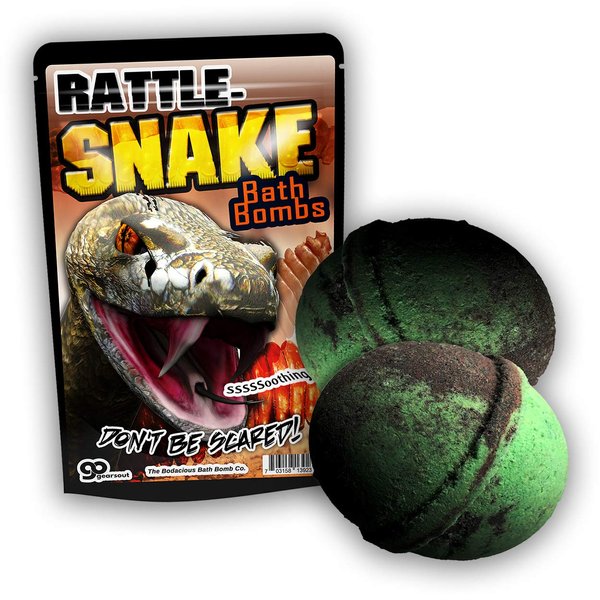 Gears Out XL Rattlesnake Bath Bombs Murky Green and Black Bath Balls for Boys Kids Bath Bombs Stocking Stuffers for Teen Boys Cool Bath Bombs for Boys Rattle Snake Bath Fizzers 5 Ounces, Set of 2