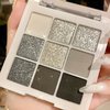 MAEPEOR Black Grey Eyeshadow Palette 9 Colors Cool Toned Matte Glitter Eyeshadow Palette Longlasting Waterproof Smoky Eye Shadow for Girls and Women (Set 1, Black Grey)