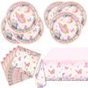 OULUN Butterfly Party Tableware,Butterfly Birthday Party Supplies Including 20 Plates 20 Napkins and Tablecloths,Butterfly Baby Birthday Party Decorations