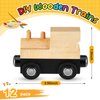 Halloscume 12 Pcs Magnetic Wooden Trains Unpainted Train Cars Unfinished Train Party Decorations for Operation Christmas Birthday Party Train Theme Crafts Supplies(Rustic)