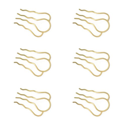 6 Pieces 4 Teeth Hair Combs Pins Brass Hair Fork Clips Hair Bun Plug Holder Hair Sides Comb Clip Hair Comb Clips Bridal Hair Accessories for Girls and Women, Small 46 x 26mm, Golden