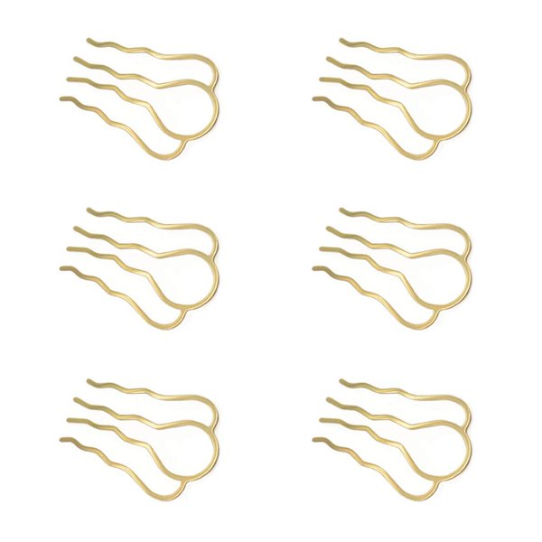 6 Pieces 4 Teeth Hair Combs Pins Brass Hair Fork Clips Hair Bun Plug Holder Hair Sides Comb Clip Hair Comb Clips Bridal Hair Accessories for Girls and Women, Small 46 x 26mm, Golden