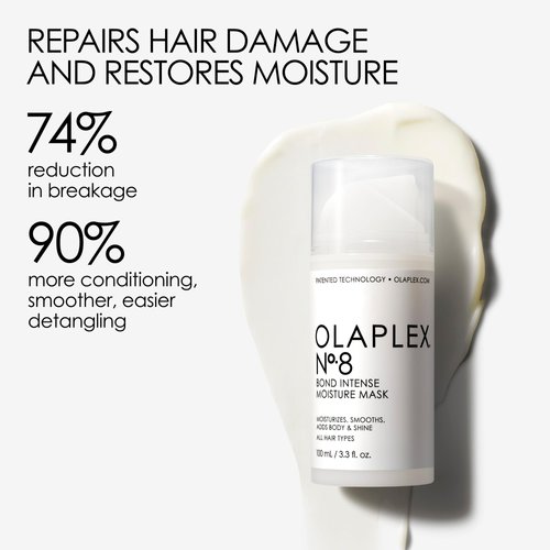 Olaplex No. 8 Bond Intense Moisture Hair Mask, Adds Smoothness & Nourishes for Visibily Healthy Hair, For All Hair Types & Treats Damaged Hair, 3.3 fl oz