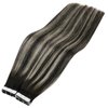 Sunny Hair Tape in Extensions Black Ombre Tape in Hair Extensions Human Hair Natural Black Ombre Silver Grey Balayage Tape in Human Hair Extensions Black Ombre Hair Extensions Tape in 16inch 50g 20pcs