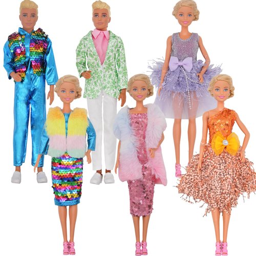 EuTengHao Doll Clothes Costume Set Includes Fashion Dresses Casual Wear Suit Shirt Performance Outfit Couple Clothes for 11-12 Inch Girl Doll & Boy Doll for Kids Playing House Toys Gift