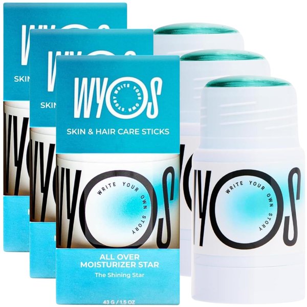 WYOS All Over Oil Stick, Face Body Oil Dew Hydration Shine Glow, Moisturizing Formula, Travel Friendly, Leak Free No Mess, Highlighter Balm, Hair Stick, Vegan, Sulfate Free, Paraben Free