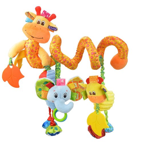 Jollybaby Baby Car Seat Stroller Crib Toys, Plush Spiral Activity Carseat Hanging Toy for Infant Babies 0-3-6-12 Month, Pram Crib Mobile Toy with Music Box for Newborn Boys Girls Gifts (Giraffe)