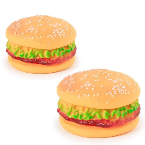Hamburger Dog Toy Hamburger Squeaky Chewing Toys Tooth Cleaning Dog Supplies, Golden Retriever Teddy Pets, Dog Training, Attract pet Attention Sofa Damage Prevention, Hamburger Pet Toys - 2 Pcs