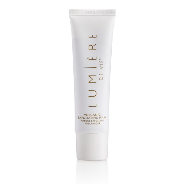 LUMIÈRE DE VIE® Volcanic Exfoliating Mask - Detoxifying Face Mask, Fine Lines, Wrinkles & Imperfections, AHA, Kaolin & Bentonite Clays, Green Tea & Bilberry Antioxidants - Single Tube (2 oz.)