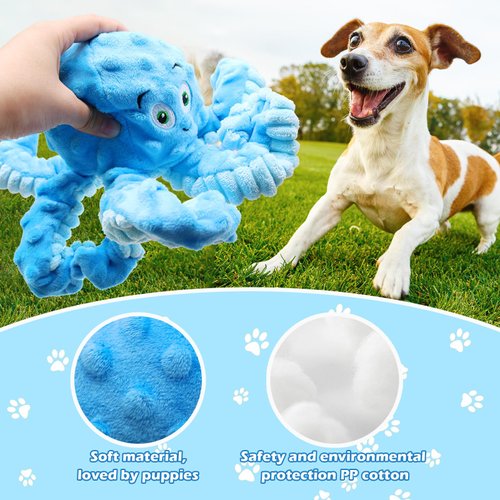 Squeaky Pet Dog Chew Toys, Plush Funny Interactive Octopus Dog Squeaky Toys to Keep Them Busy, Dog Toys for Small Medium Dogs, Durable Stuffed Animals Puppy Toys for Dog Fun&Teeth Cleaning