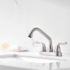 Phiestina Brushed Nickel Utility Sink/Laundry Faucet, 4 Inch Centerest 2 or 3 Hole Rotatable Swivel 360° Spout with Threaded End, with Water Supply Line, BF25-7-BN