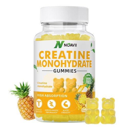 NOAVII Creatine Monohydrate Gummies 5000mg for Men & Women, Chewables Creatine Monohydrate for Muscle Strength, Muscle Builder, Energy Boost, Pre-Workout Supplement(90 Count)-Pineapple