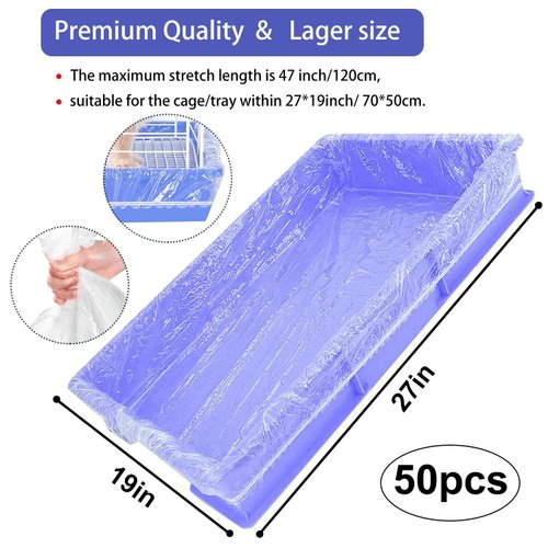 upcessory 50 pcs Disposable Rabbit Cage Liner, Clear Plastic Bunny Cage Liner Bag Universal Toilet Film for Bunny Hamster Totoro Hedgehog Guinea Pig cage Liner Bunny Supplies and Small Animals Cage