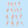 Foccna Long White Press on Nails French Fake Nails Full Cover Flower Design Coffin 3D Butterfly Acrylic False Nails for Women and Girls,24PCS