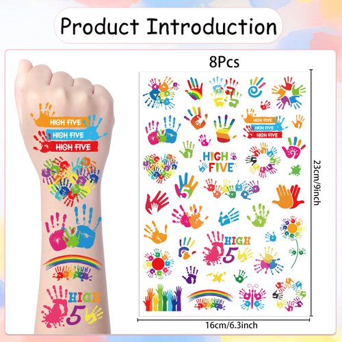 Yoyuspy Hi High Five Tattoos - 200+ High Five Tattoos 5th Birthday Party Decorations for Boys High Five Tattoo Stickers Birthday Party Favors for Kids Temporary Tattoos Theme Birthday Party Supplies