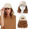FORCUTEU Hat Wigs for Women Baseball Cap with Hair Extensions 14 Inch Short Wave Curly Synthetic baseball Cap Wig for Women Adjustable Hat with Hair Attached for Daily Use