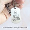 Medical Alert Necklace for Men & Women Custom Stainless Steel Laser Engraved ID Tag Emergency Awareness Med Prescription Safety Jewelry for Diabetes, Allergy, Epilepsy & Conditions (Military tag)