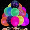 LovesTown 66PCS Glow Balloons Assorted, UV Neon Party Latex Balloons 12" Fluorescent Balloons with Small Dots for Birthday Wedding Glow Party Supplies