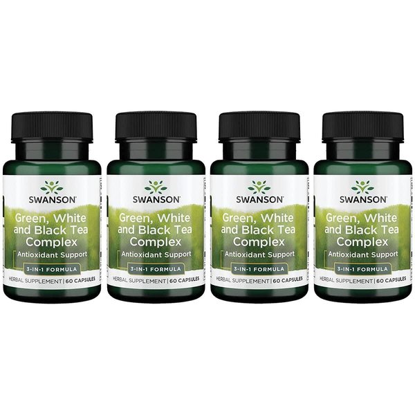 Swanson Green White & Black Tea Complex 200/200/200 Milligrams 60 Capsules (4 Pack)