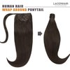 Lacer Human Hair Ponytail Extension Wrap Around with Magic Paste Dark Brown Ponytail Hair Extensions Real Human Hair Clip on Ponytails for Black Women 18 Inch 80g
