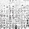 77 Sheets Temporary Tattoo for Men and Women, 17 Sheets Half Arm Chest Shoulder Fake Tattoos, 60 sheets Tiny Black for Adults, Waterproof Realistic Tattoos Long-Lasting