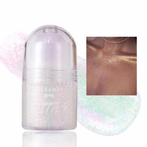 Holographic Body Glitter Gel for Body Face Hair Lip Makeup,Roll-on Face Glitter for Mermaid Makeup Festival Rave Accessories,Body Shimmer Halloween Makeup for Rave Party -25ml (Body Glitter 02#)