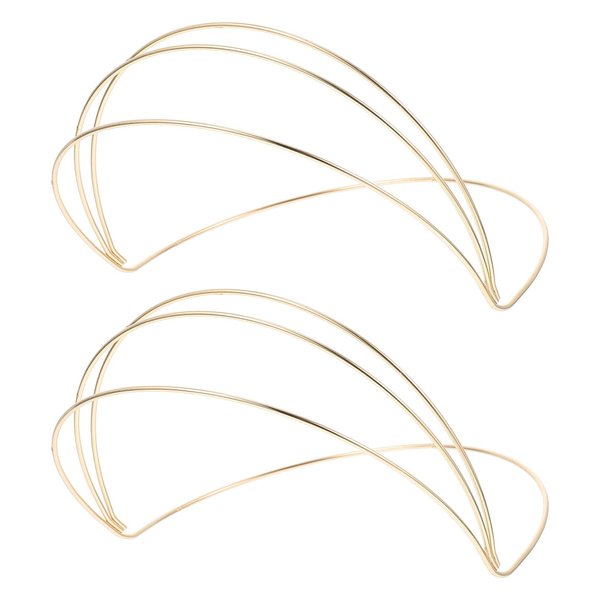 Beavorty Headband, 2 Pcs Simple Golden Iron Hairband, Hair Hoop Metal, Wedding Bridal Headdress, Halloween Costume Headpiece, DIY Hair Accessory, Gold Queen Goddess Headband, Wedding Wire Headband
