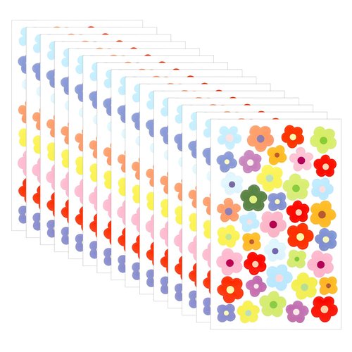 Colorful Floral Stickers, 585 Pieces Mini Flower Stickers for Scrapbooking Cute Tiny Stickers Pastel Decorative Stickers Self-Adhesive Flowers Decals for Scrapbook Cups Water Bottle DIY Arts Craft