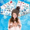 100 PCS Funny Blue Winter Temporary Tattoos Sticker Snowman Birthday Snowflake Christmas Party Decorations Decor Supplies Favors Gifts Girls Boys Baby Showers Cute Fake Tattoos Classroom Reward Themed