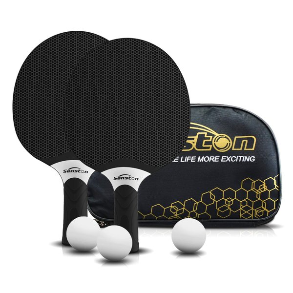 Senston Table Tennis Rackets Set, Professional Table Tennis Racket with 3 Balls, Composite Rubber Ping Pong Paddle Set