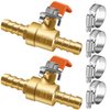 Horiznext 3/8 inch mini 2 way brass barb air ball valve for water gas fuel shut cut off 10mm pex tubing, (2pc in pack)