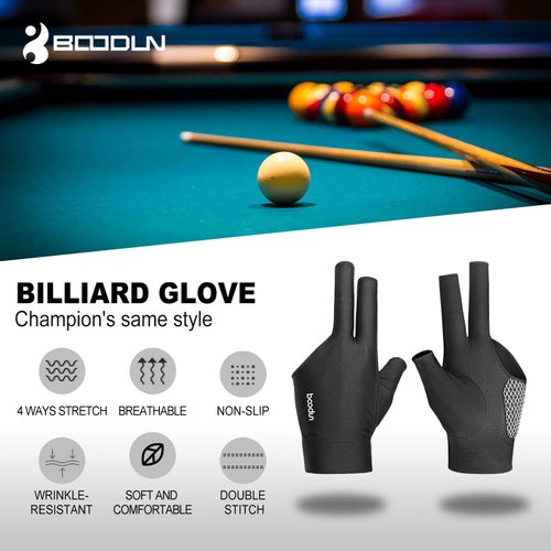 Lion helper Billiards Glove 3 Finger Pool Glove for Left Hand, Durable Double Stitched, Snooker Cue Sport Glove Popular Sizes for Men & Women