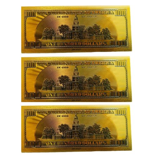 Three Pack Jesus Christ Image in One Hundred Dollars 24k Gold Plated Bill Collectible Banknotes for Decoration