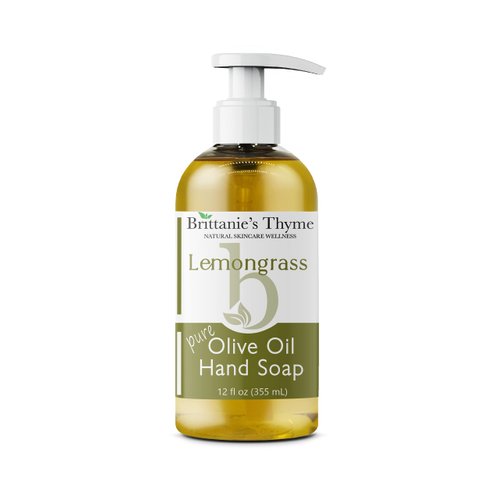 Brittanie's Thyme Organic Natural Hand Soap, 12 oz (Lemongrass) Castile Soap Made Olive Oil And Natural Luxurious Essential Oils. Vegan & Gluten Free