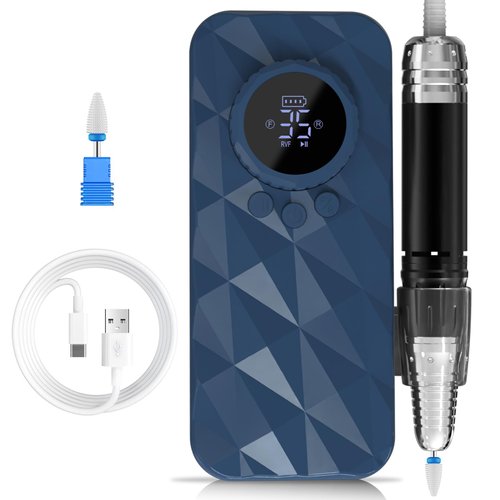 SOFYE Portable Nail Drill Professional ,35000 RPM Rechargeable Electric Nail File Machine E File,Cordless Nail Drill File for Acrylic Nails Gel,Efile Nail Kit for Manicure Salon Home,Blue