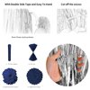 Blue and Silver Birthday Decorations for Men Boys, Navy Blue Silver Party Decoration Royal Bue Silver Birthday Balloons Happy Birthday Banner Pom Poms Silver Fringe Curtain for Birthday Party Supplies