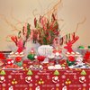 PTECDROTS 4Pcs Christmas Tablecloths Rectangular Christmas Table Decorations Red Xmas Theme Table Cover for Winter Holiday New Year Christmas Party Supplies, 51 x 86inch
