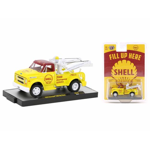 M2 1970 Chevy C60 Tow Truck Yellow with Red Top and Yellow Interior Shell Oil Limited Edition to 7800 Pieces Worldwide 1/64 Diecast Model Car 31500-HS45