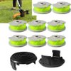 WA0014 Trimmer Line Replacement Spools for Worx WA0014 Grass Trimmer ,Weed Eater String Edger Spool Line Refills Parts-WG168 WG184 WG190 WG191 Auto-Feed 20ft 0.080" with WA0037 Cap Covers 8 Pack