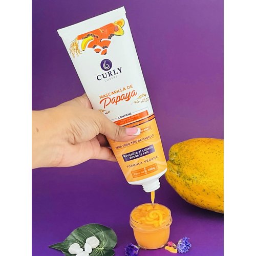 Curly Lovers Papaya Hair Mask 8.8oz - Mascarilla de Papaya para el cabello 250 gr