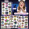 53 PCS 80s Temporary Tattoos, Retro 1980s Hip Hop Party Birthday Decorations Fake Game Console Recorder Tattoo Body Sticker for 80s Birthday Party Favors Supplies Kids Boys Girls Party Bag Filler