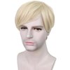 HUNIGIR Mens Blonde Wig Short Straight Blonde Wig Layered Male Wig Heat Resistant Synthetic Hair Replacement Wig with Wig Cap (Blonde)